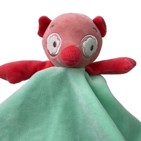 Taggies Owl Lovey Security Blanket Plush Rattle Pink Green Sensory Satin Fleece - Picture 2 of 8